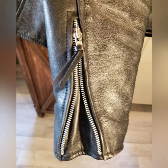 First Genuine Leather 90s Perfecto Jacket — Heavy Hide Metal Hardware True Biker - Picture 9 of 9